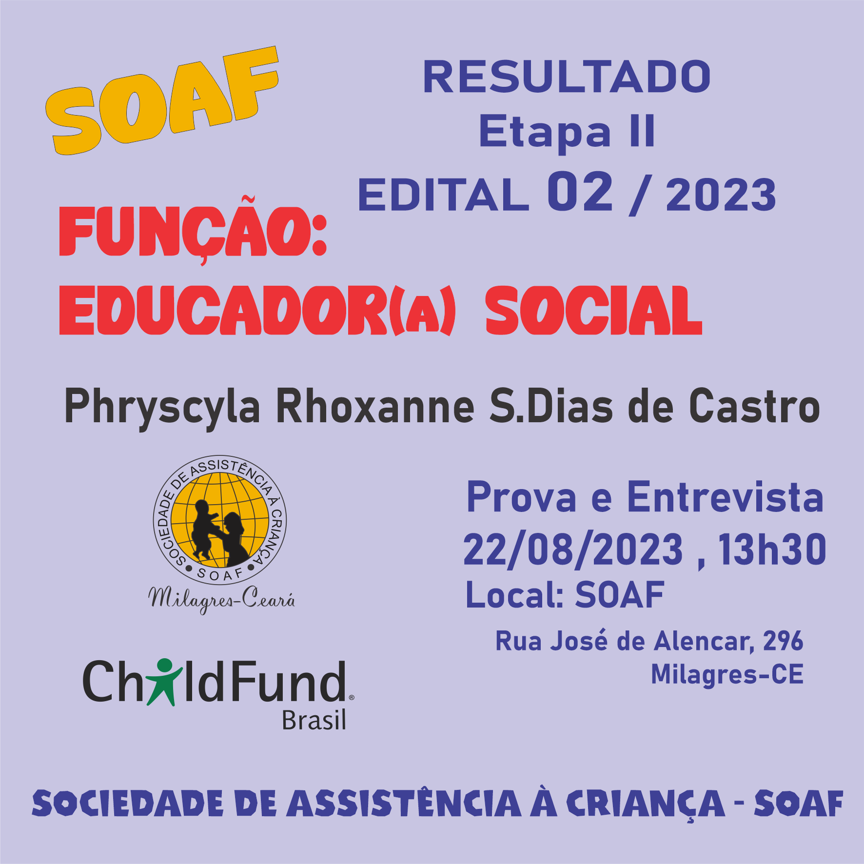 RESULTADO II ETAPA EDITAL 02/2023 SOAF