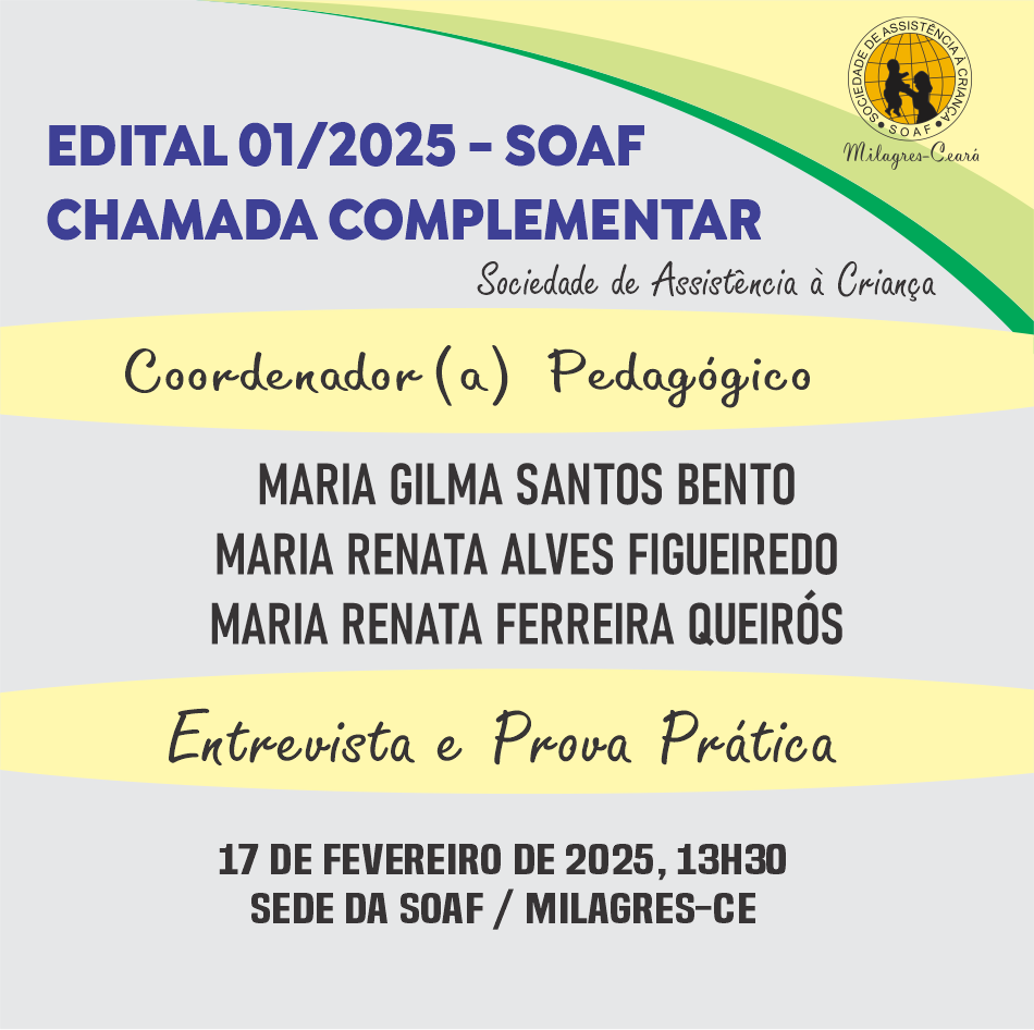 EDITAL 01 2025 SOAF / Chamada Complementar